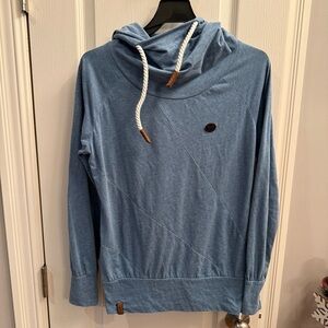 Naketano Mandy Hoody in Teal with cowl neck.  Size medium